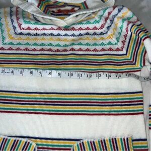 Colorful Striped Sweater Women’s Pullover Mitten Pockets Hood 3